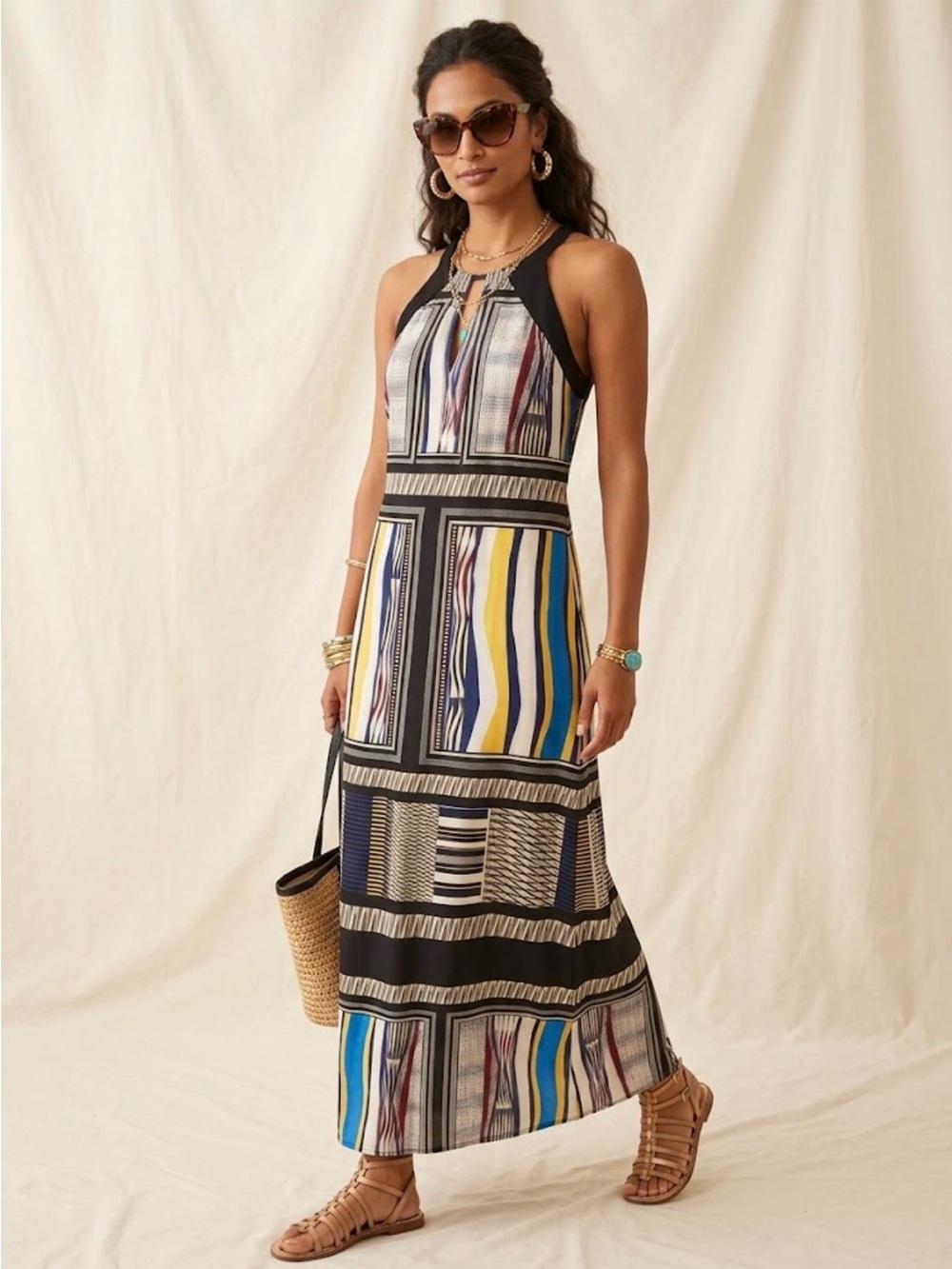 Diane Von Furstenberg Abstract Geometric Print Halter Maxi Dress 4